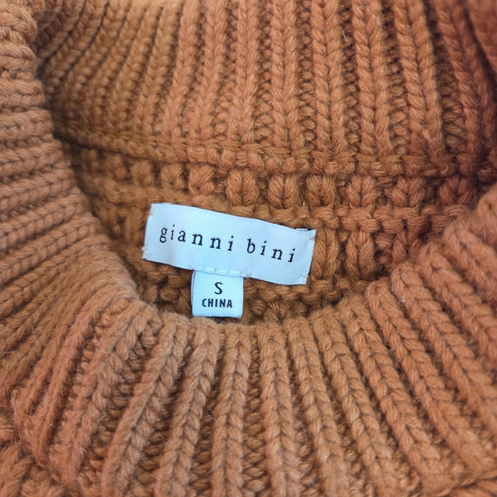 Gianni Bini Cozy Cropped Cable Knit Sweater Rust Orange Size S - Picture 4 of 5